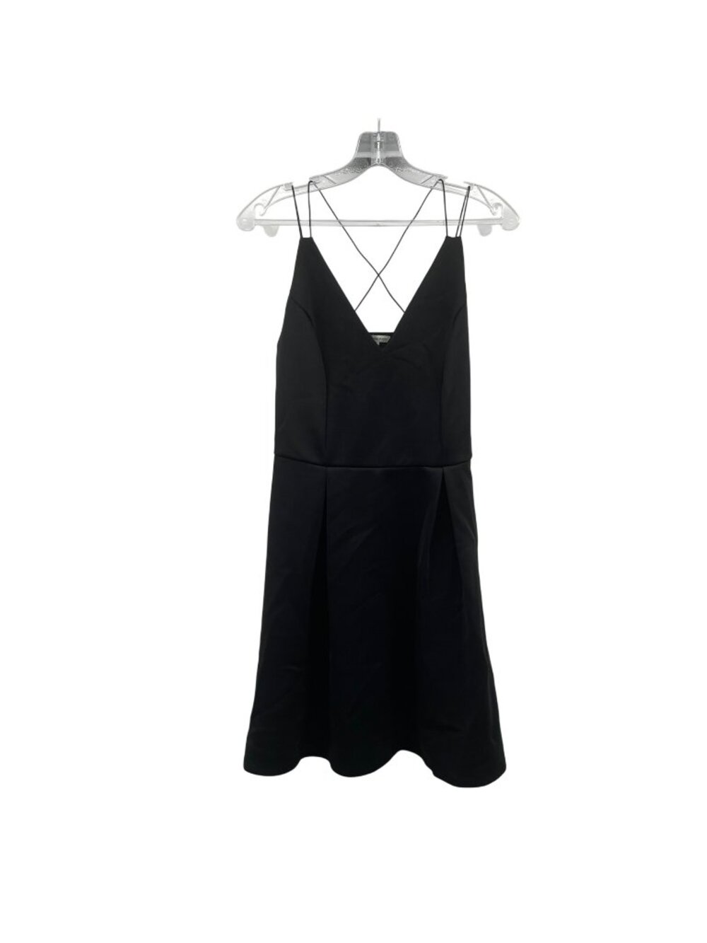 Charlotte Russe Black Mini A-Line Dress Double Strap V-Neck Size Large